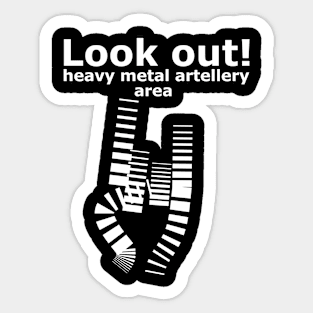 Heavy metal artellery (white) Sticker